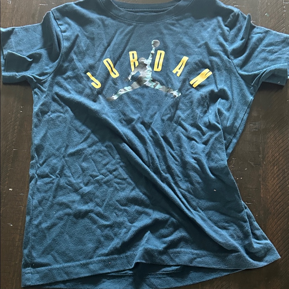 Jordan Kids Navy Blue T-Shirt with Yellow Accents